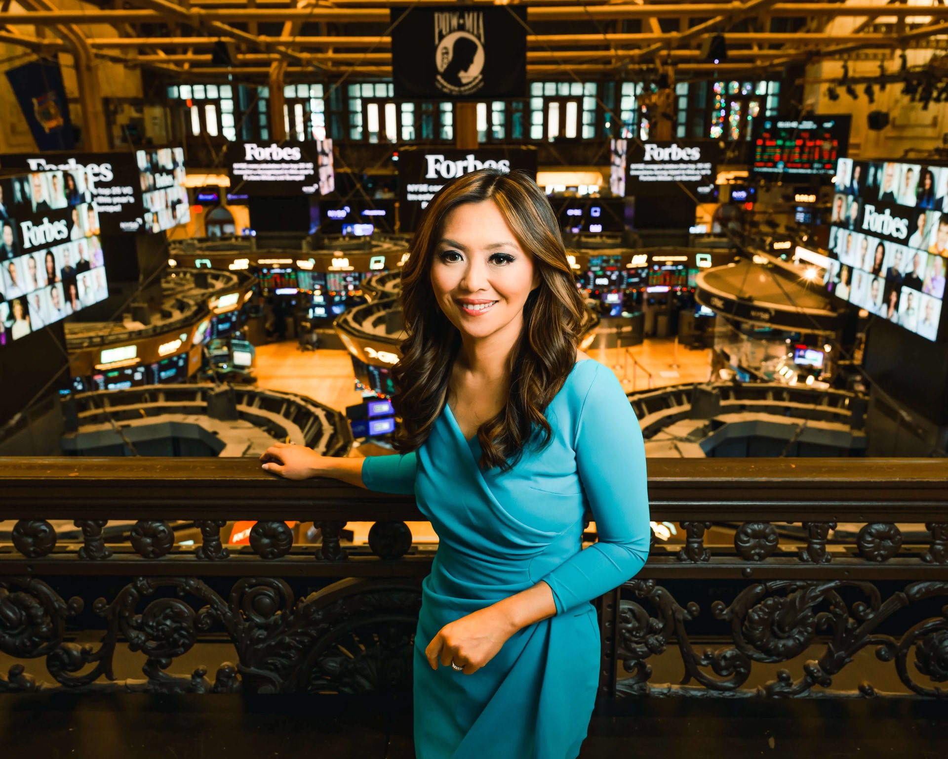 Remy Blaire on the balcony above the New York Stock Exchange trading floor